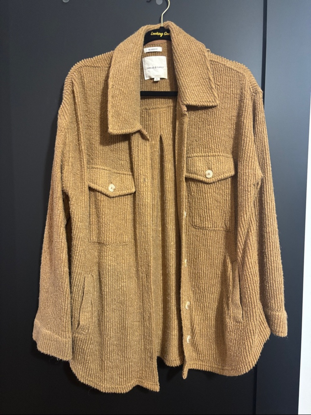 Thread & Supply Relaxed Fit Camel Knit Jacket
